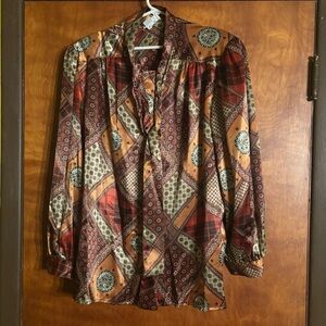 Vintage Blouse Womens Top SIZE 20 Orange/Brown BROWNSTONE STUDIO 80s 90s NWT